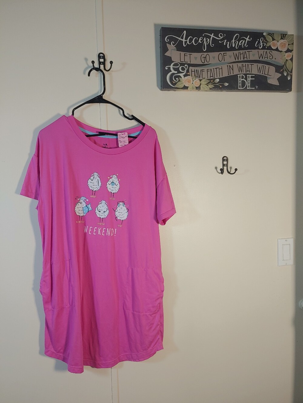 NWOT Adorable Secret Treasures Pink Small/Medium Short Sleeve Nightshirt
